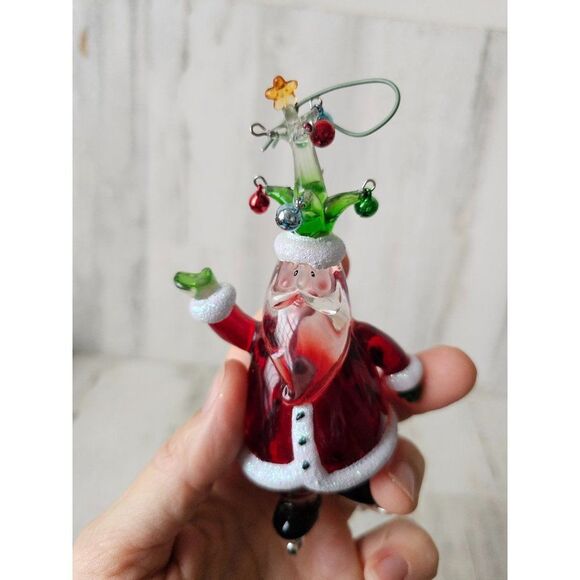 Santa ice skating glass ornament funny Xmas set tree - Picture 16 of 16